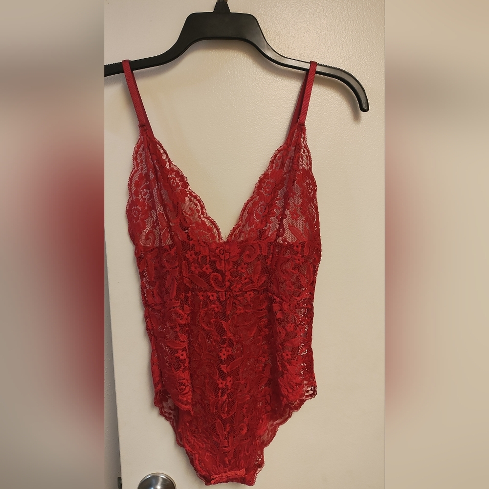 Elegant Red Lace Lingerie One Piece - Small